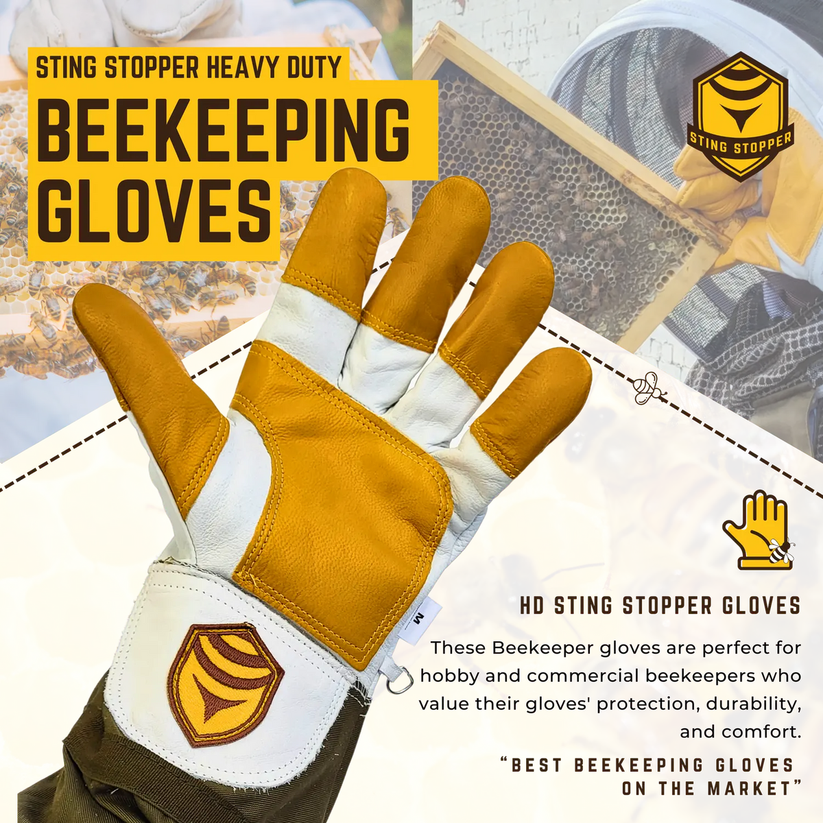 Heavy Duty Goat Skin Beekeeping Gloves Sting Stopper