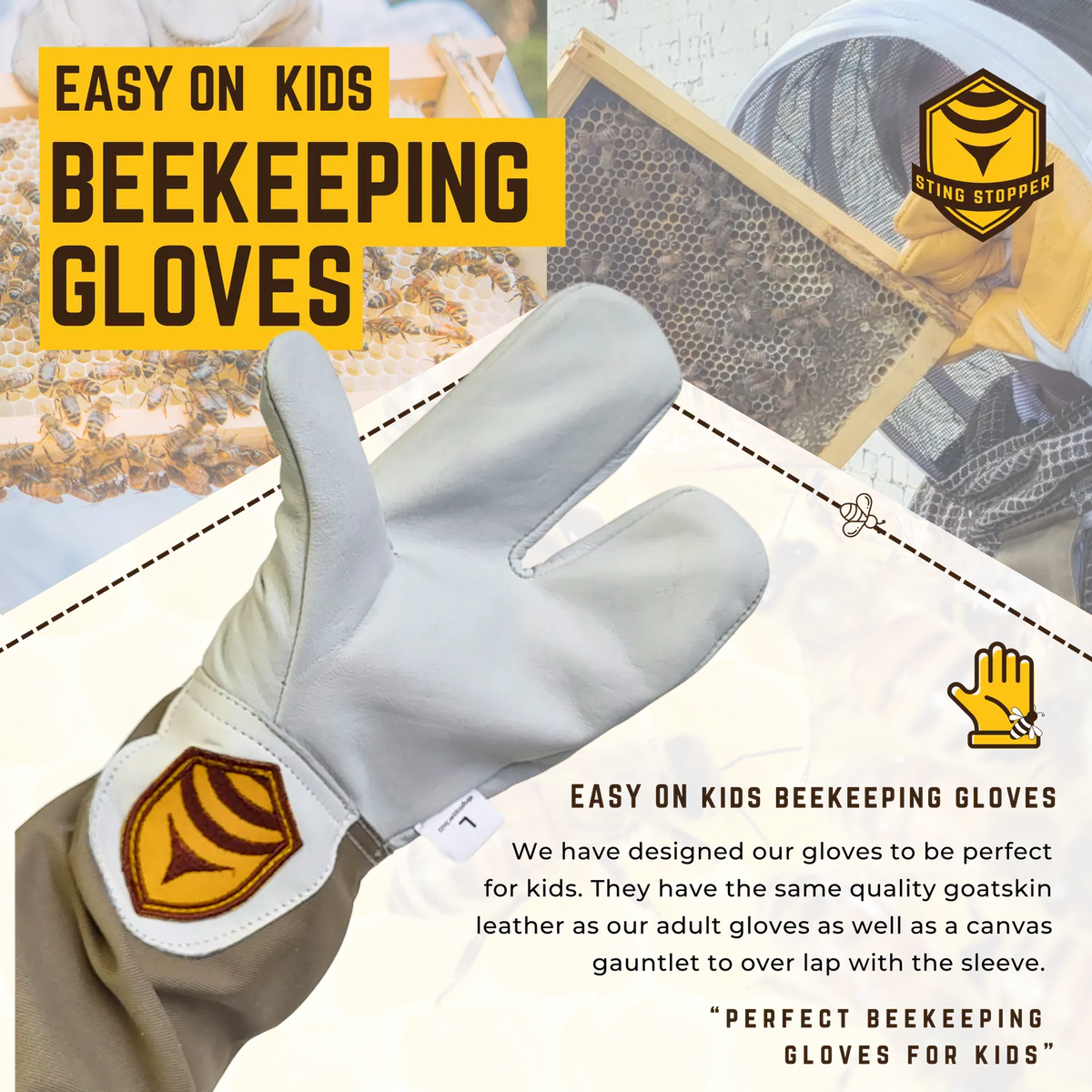 Kids Beekeeping Gloves Sting Stopper