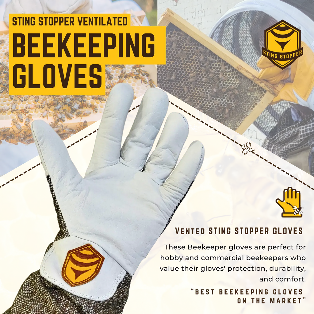 Ventilated Goat Skin Beekeeping Gloves Sting Stopper