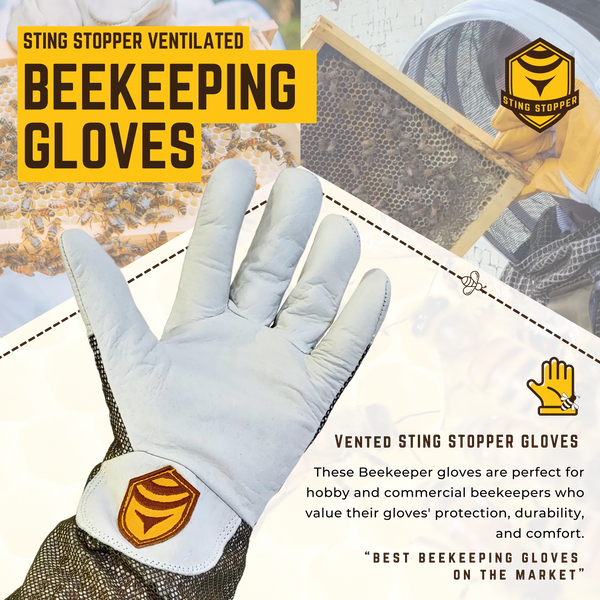 Ventilated Goat Skin Beekeeping Gloves Sting Stopper