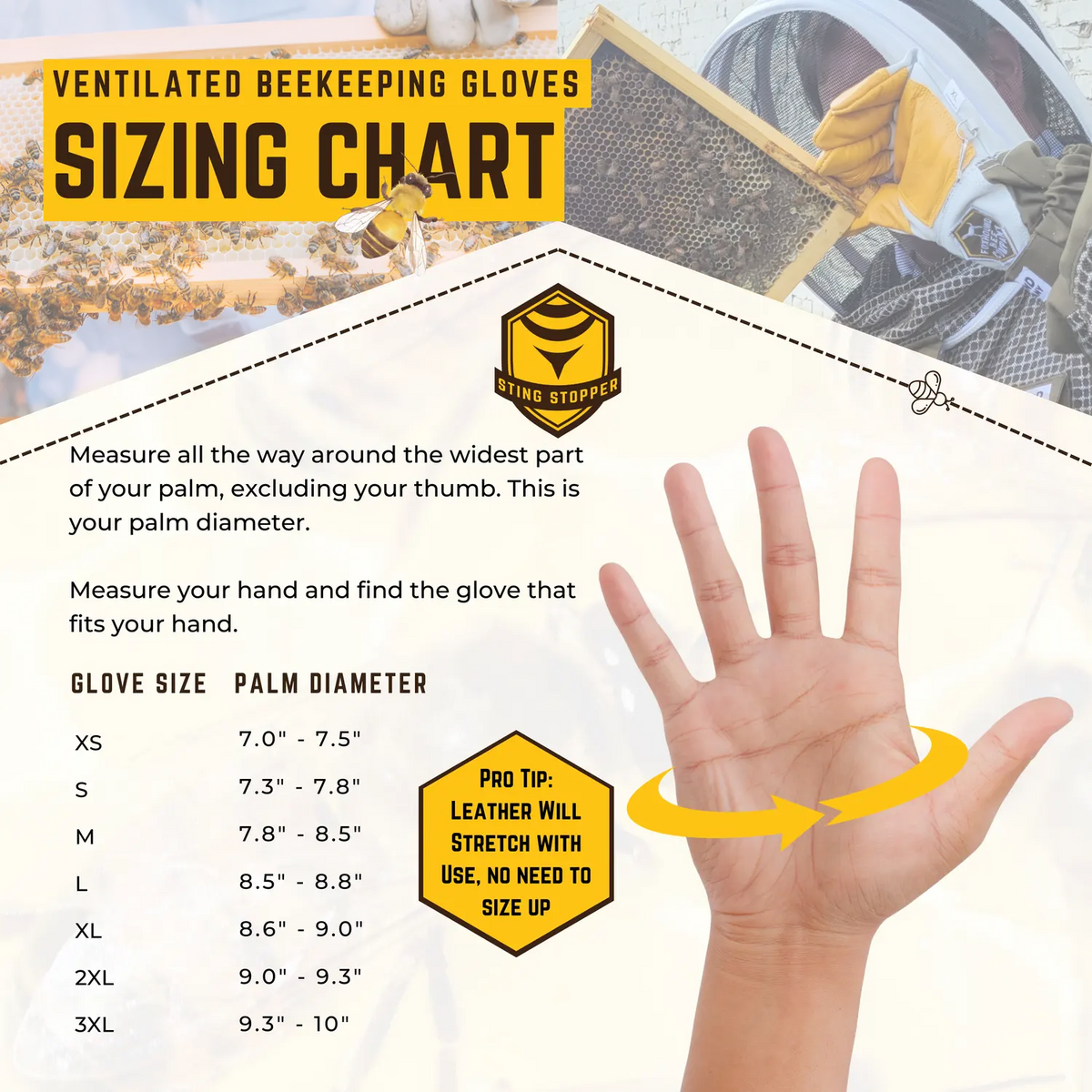 Ventilated Goat Skin Beekeeping Gloves Sting Stopper